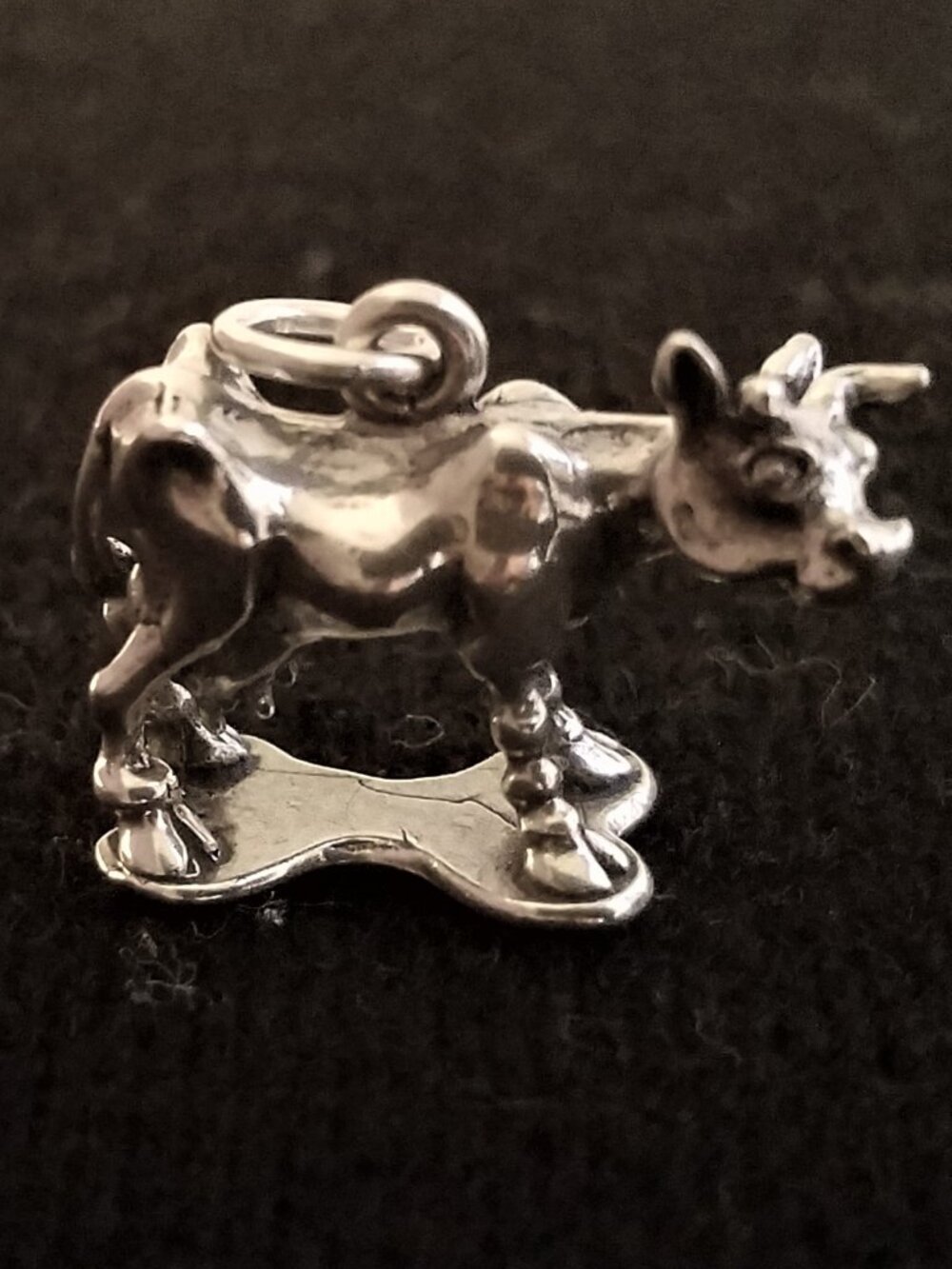 STERLING SILVER 925 COW pendant charm Taxco MX 4.5g 15 x 21 mm NEW Artisan